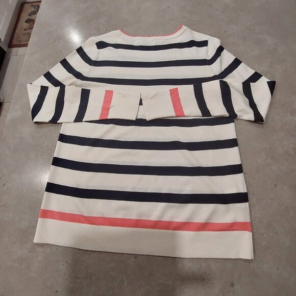 LOFT Petites Cream Black Pink Striped Long Sleeves Knit Top - Size Medium (MP) - Picture 8 of 11